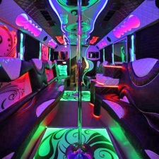 Green dance floor party bus